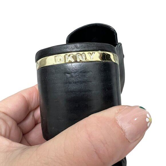 DKNY Rizz Leather Logo Hardware Block Heel Mules Loafers women's size 6.5 - Picture 8 of 9